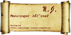 Menzinger József névjegykártya